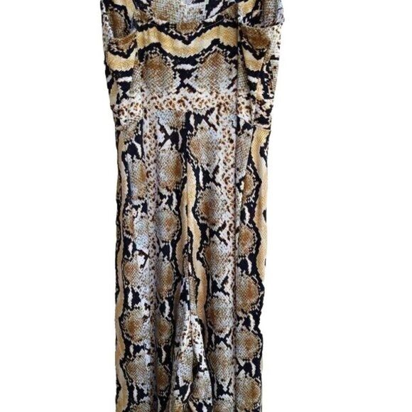 Polly & Esther Jumper Retro 70's Sleeveless V-neck Wide Flare Leg Snake Sz XS - Picture 11 of 12